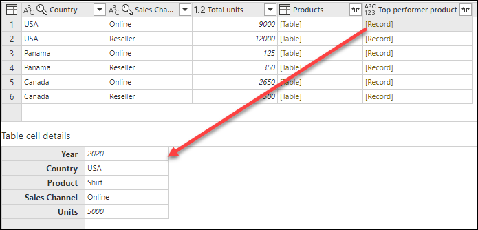 Captura de tela do resultado da fórmula de coluna personalizada com Table.Max.