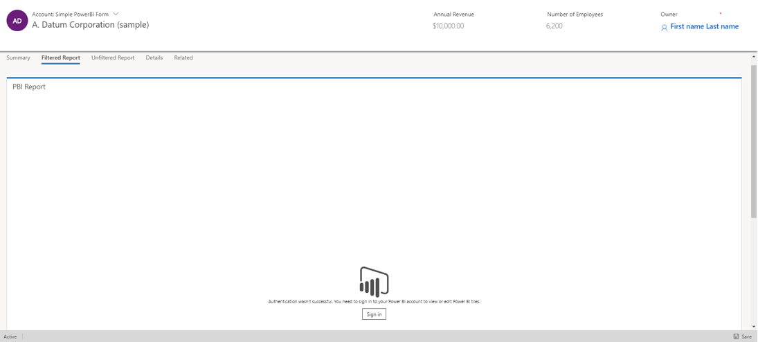 Pedido de início de sessão do Power BI Aviso de entrada no Power BI.