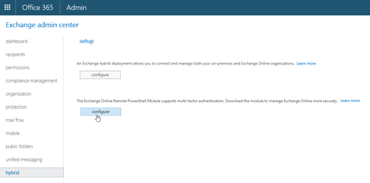 Baixe o módulo Exchange Online PowerShell na guia Híbrido no EAC.