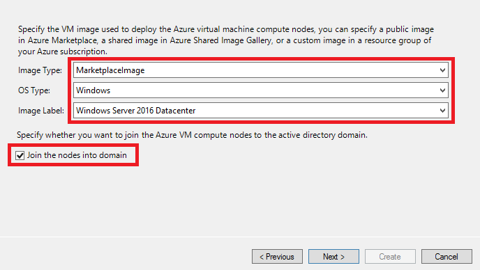 Screenshot shows a dialog box where you can enter the Image Type, O S Type, and Image Label and select whether to Join the nodes into domain.