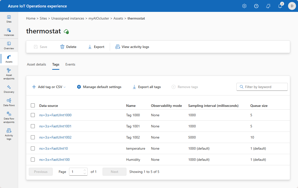 Uma captura de tela que mostra o termostato na interface de operações.