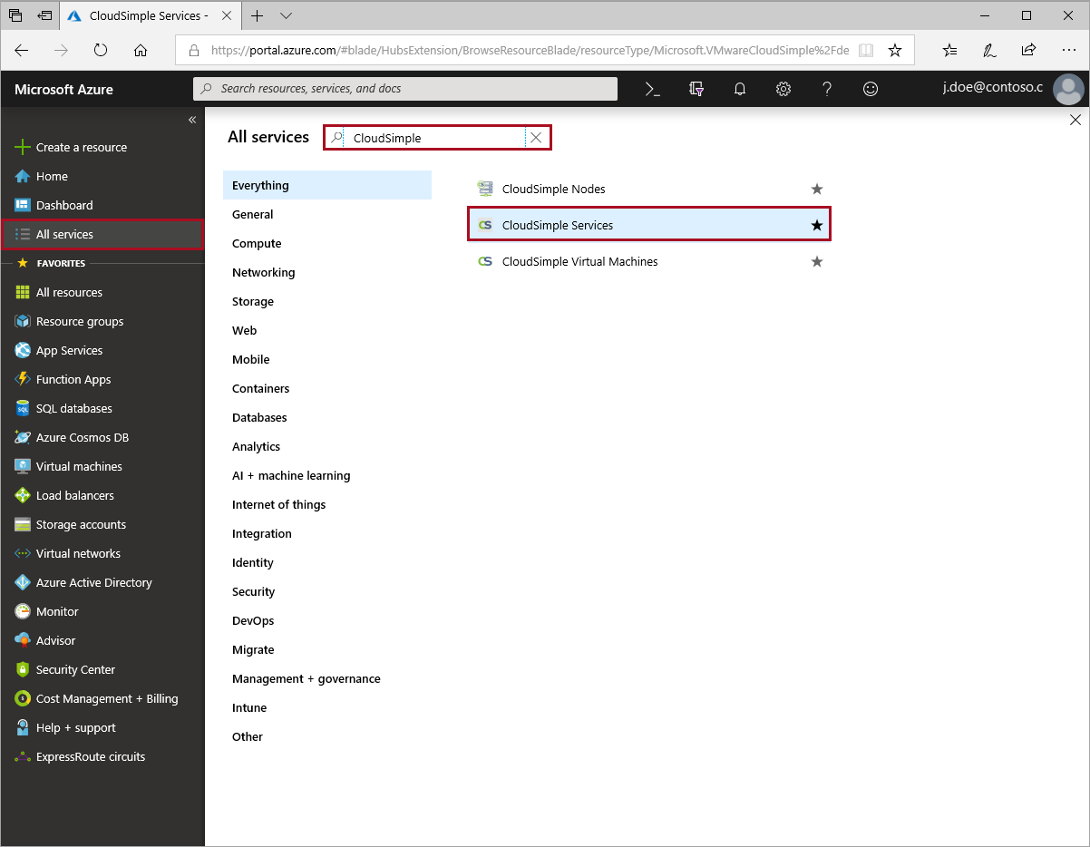 Pesquise Serviço da CloudSimple