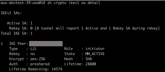 Saída da fase 1 para o firewall do Cisco ASA