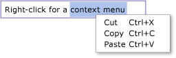 TextBox com menu de contexto