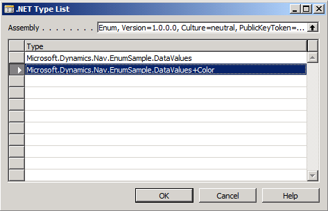 NAV_DotNet_Enum_Setup .NET Type List showing enumeration