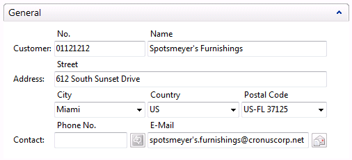 RTCGridLayoutSalesOrderExample Sales order fields in a grid