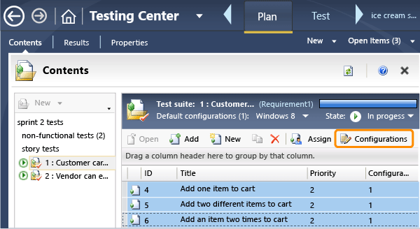 Assign configurations to the test points.