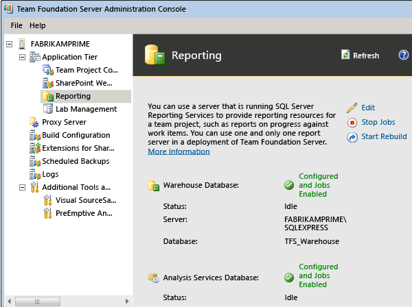 Informações de status de serviços configurados