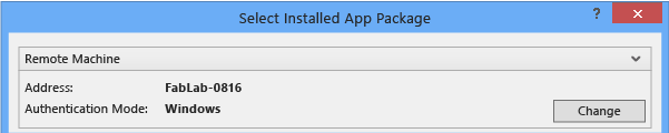 Selecione o pacote de aplicativos instalado para um dispositivo remoto