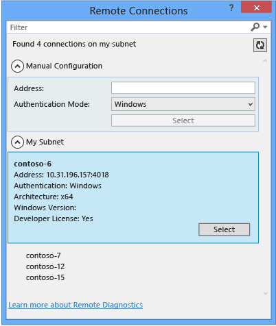 Remote Connections dialog box