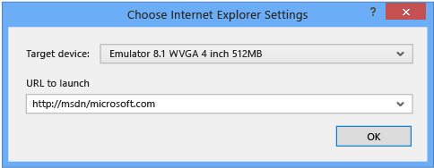 Especificar a url para exibir no Internet Explorer