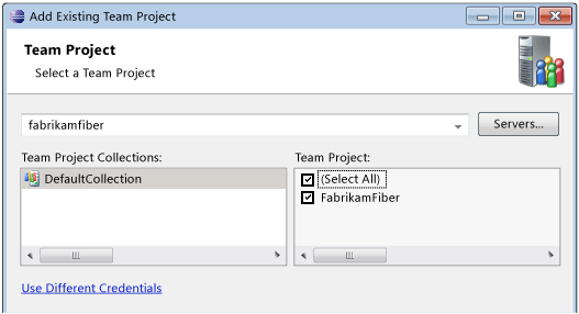 Adicionar projeto de equipe existente