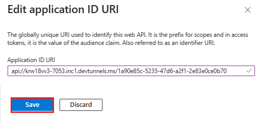 A captura de tela mostra a opção de adicionar URI de redirecionamento e salvar.