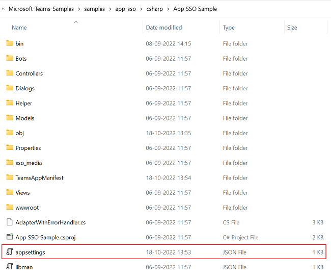 Captura de tela do arquivo do Project com appsettings.json arquivo destacado em vermelho.