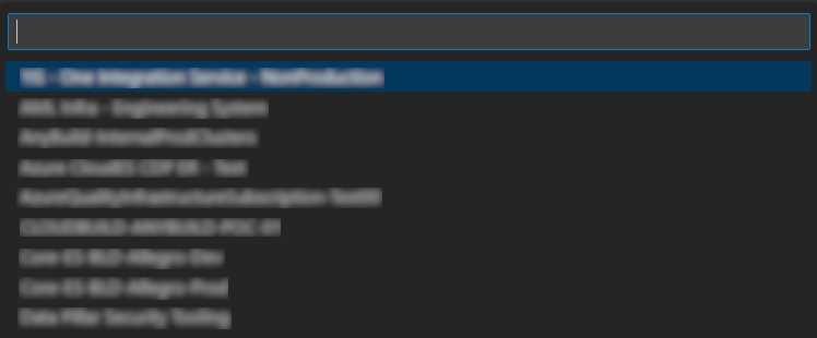 A captura de tela mostra as opções de grupo de assinatura do Azure para escolher.