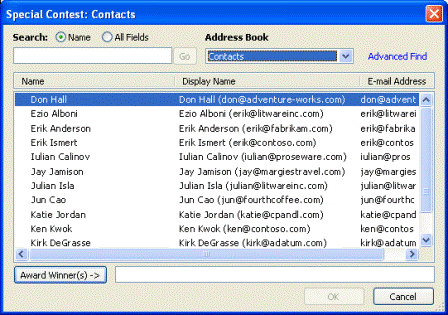 Using the SelectNamesDialog object