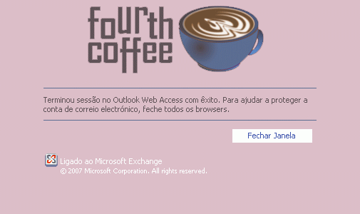 Página de logoff da Fourth Coffee