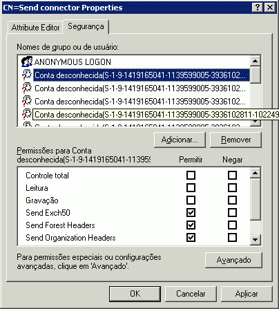 Guia Segurança do Conector de Envio no Editor ADSI