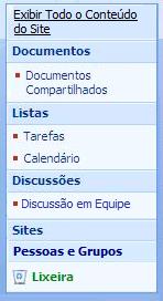 Serviços do Excel - menu Exibir Todo o Conteúdo do Site