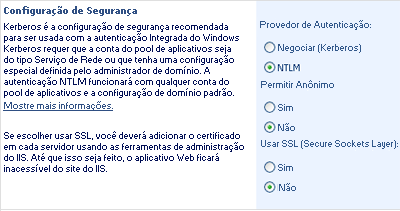 Configurações de autenticação padrão