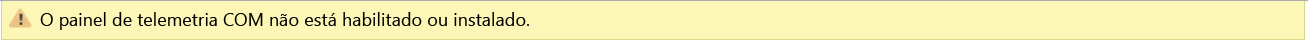 Uma captura de tela da mensagem de erro do suplemento de COM do Painel de Telemetria.