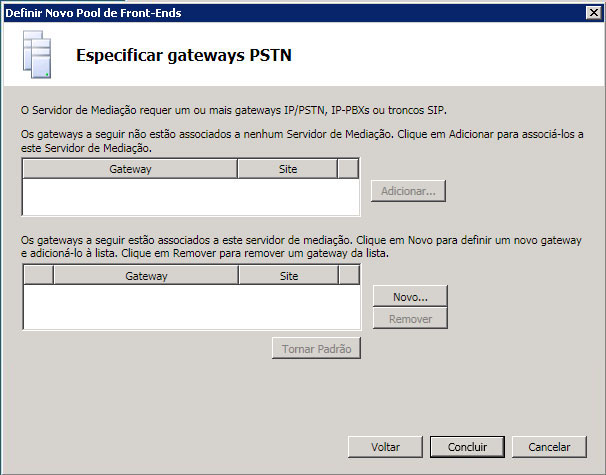Gateways IP/PSTN especificar pool de front-ends