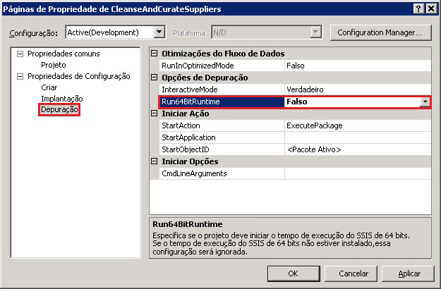 Propriedades do Projeto CleanseAndCurateSuppliers