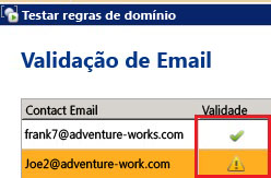 Resultados da Regra Testar Domínio
