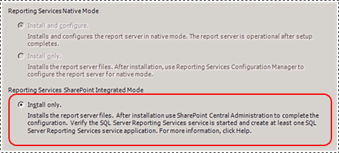 SQL Server Assistente de Instalação – Página de Configuração do SSRS Assistente de Instalação do SQL Server – Página Configuração do SSRS
