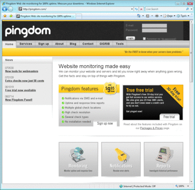 O Pingdom.com monitora seus serviços da Web com uma perspectiva global 