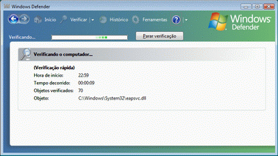 Figura 2 O Windows Defender ajuda a proteger o cliente contra o spyware