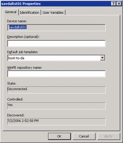 Figure 7 The Server's Default Job Template after Deployment