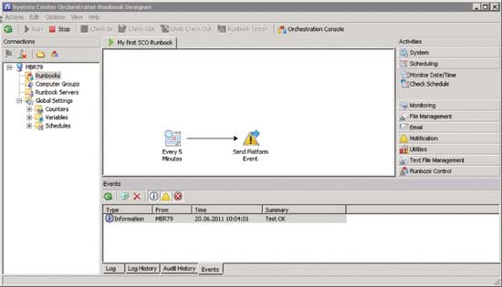 A sample runbook in System Center Orchestrator