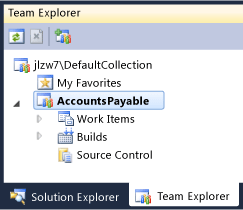 Novo<>>projeto aparece na <>Team\ Explorer> 
