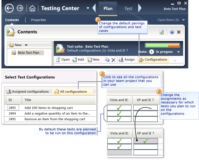 Atualizar atribuições padrão de configurações de teste