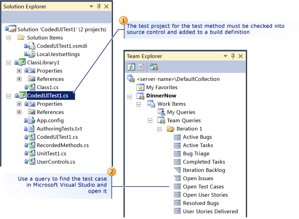 Abrir caso de teste usando o Microsoft Visual Studio