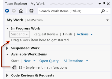 Lista de tarefas pendentes em minha página de trabalho no navegador de equipe