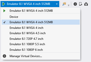 CrossPlat Xamarin Verify 4 Selecting a Windows Phone emulator as a debug target