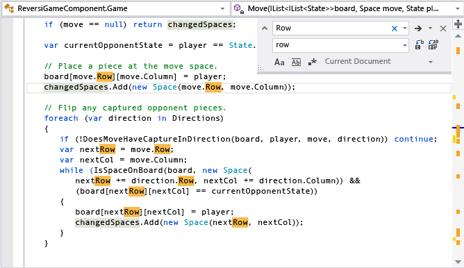 EnhancedScrollbarSearch The scroll bar after searching for a string.