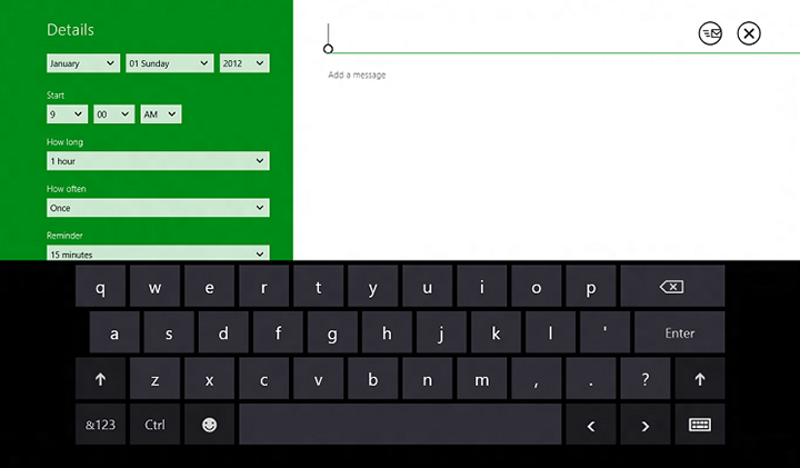 O teclado virtual em um aplicativo