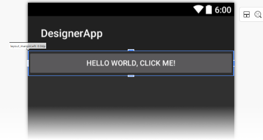 Captura de tela mostrando identificadores de margem no Designer
