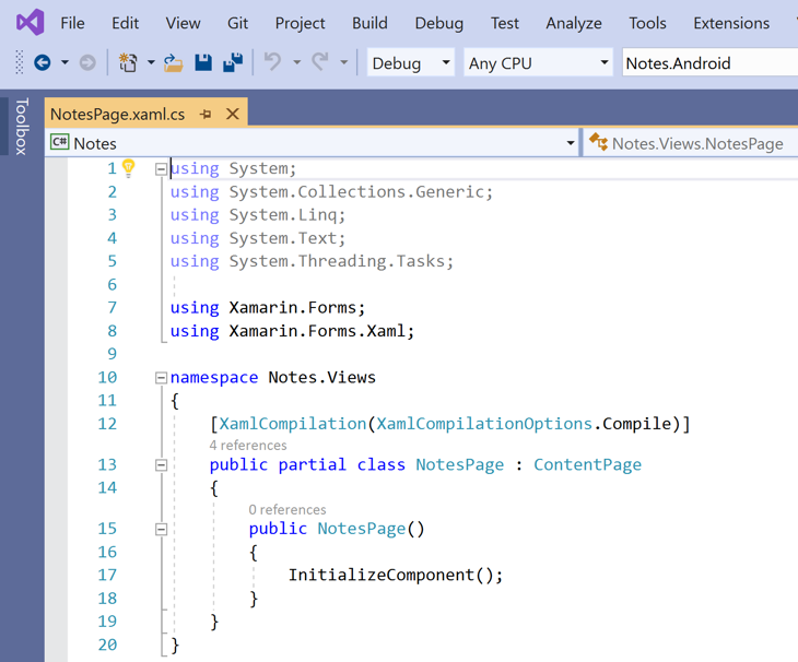 Abrir NotesPage.xaml.cs