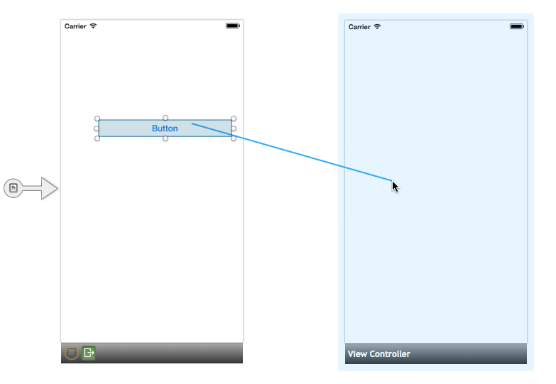 Um conector azul é exibido, indicando para onde o segue levará, conforme demonstrado nesta imagem