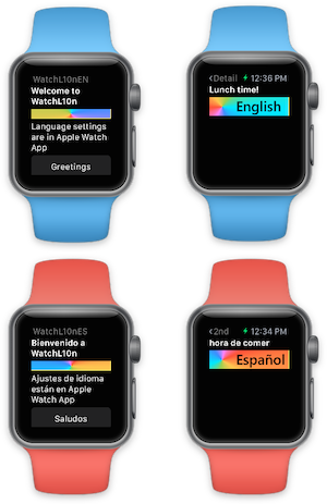 Apple Watch exibindo conteúdo localizado