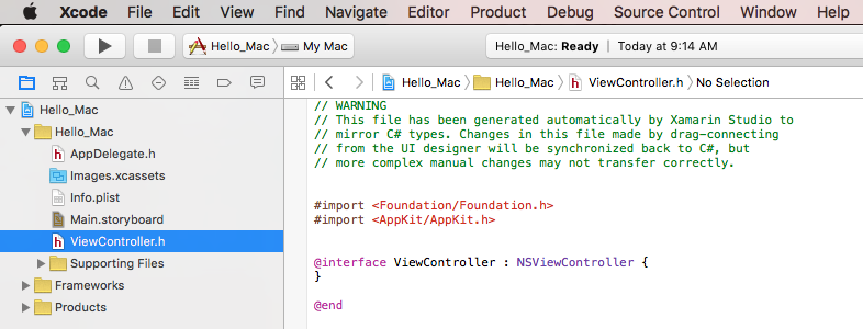 Exibindo o código-fonte no Xcode