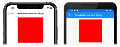 Captura de tela de uma vinculação relativa do modo Self, no iOS e Android