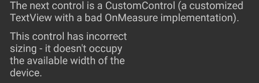 Android CustomControl com implementação Bad OnMeasure