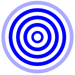 Vários círculos concêntricos aparentemente se expandindo a partir do centro