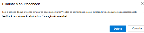Captura de ecrã: opção para eliminar comentários.