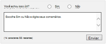 Essa ferramenta de comentários aparece no final de cada artigo da biblioteca do Project Server no TechNet.